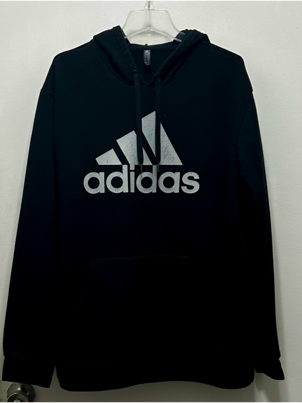 adidas Black Hoodie with White Trefoil Logo